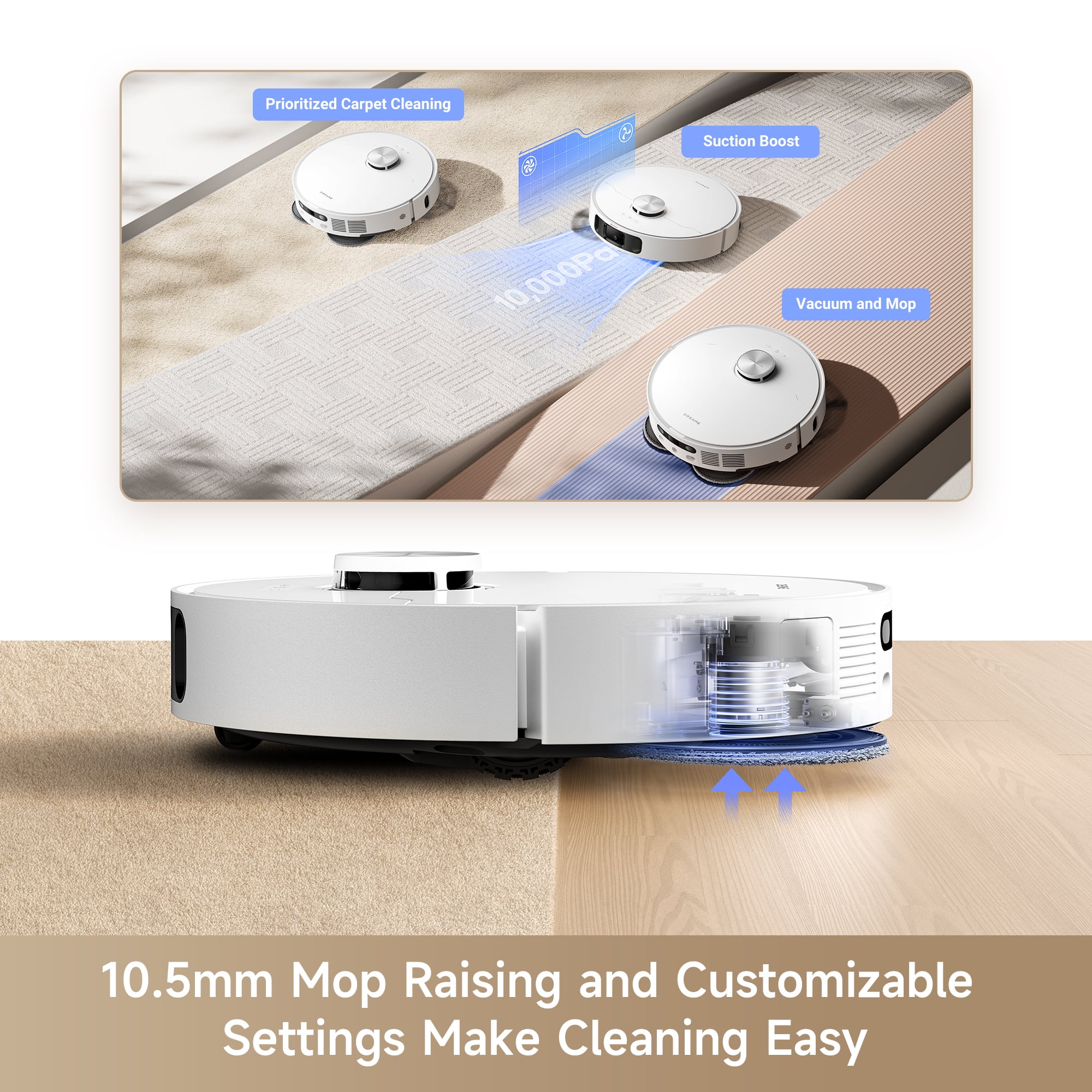 Dreame 2 in 1 Robot Vacuum and Mop  10KPa Suction  MopExtend  Self Emptying Base for 75 Days of Cleaning  Self cleaning and drying mops  Carpet Boost  L10s Ultra Gen2 Cleaning Bundle