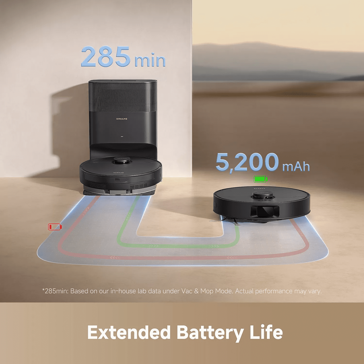 Dreame GoVac 300 Robot Vacuum and Mop  13000Pa Suction  Pet Hair Capets Friendly  Self Emptying with 5L Dust Bag  LDS Mapping  App & Voice Control  Black