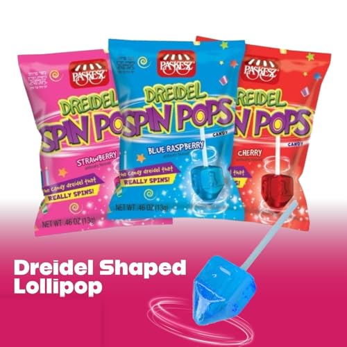 Dreidel Spin Pops Candy  Assorted Fruit Flavors  Individually Wrapped  12 Pcs   Hanukkah Party Favors  Pack of 2