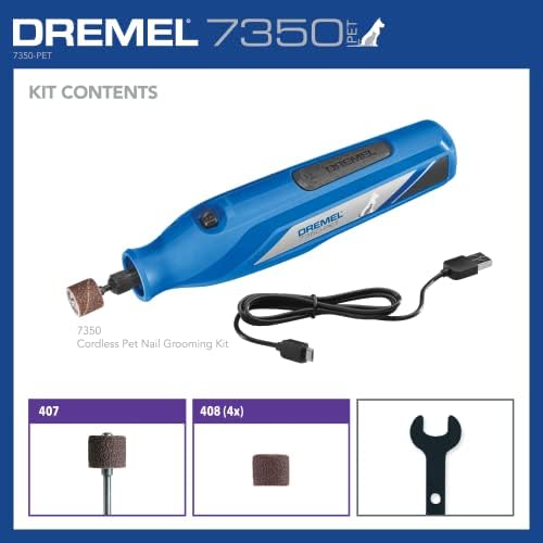 Dremel 7350 PET 4V Pet & Dog Nail Grinder  Easy To Use & Safe Nail Trimmer  Professional Pet Grooming Kit   Works on Large  Medium  Small Dogs & Cats