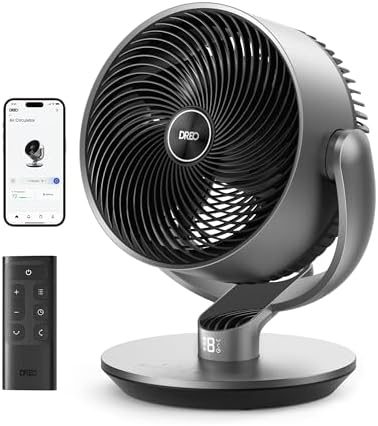 Dreo 16 Inch 25dB Quiet Smart Fans for Bedroom  DC Room Fan with Remote  120  120  Oscillating Fan  6 Modes  9 Speeds  12H Timer Works Alexa/Google/WiFi/Voice Control  Silver  Oversize  DR HAF004S 