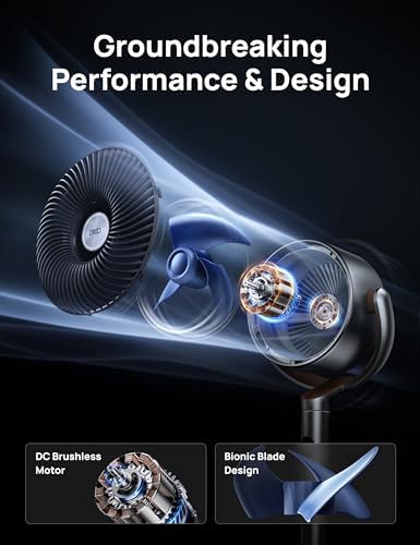 Dreo Fan for Bedroom  120  120 Omni directional Oscillating Fan  DC Motor  20 dB Quiet Standing Pedestal Fans  90ft  8 Speeds  3 Modes Circulator with Remote  35 40 Adjustable Height  8H Timer