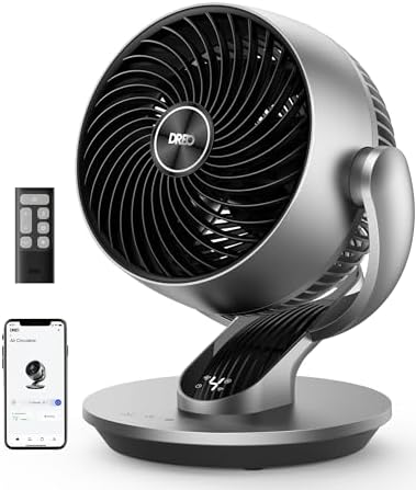 Dreo Smart Fan for Bedroom 120  Vertical and 90  Oscillating Fan with Remote/Voice  13 Inch Height Quiet Air Circulator for Whole Room  70 ft  4 Speeds  5 Modes  12H Timer  Desk Fans for Home  Office