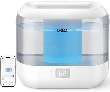 Dreo Smart Humidifiers for Bedroom  Top Fill 4L Supersized Humidifier Large Room with 28 dB  36H Runtime  Touch/APP/Voice Control  Nightlight  Cool Mist Humidifiers for Baby  Plants  Indoor  White