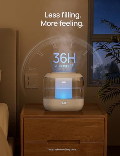 Dreo Smart Humidifiers for Bedroom  Top Fill 4L Supersized Humidifier Large Room with 28 dB  36H Runtime  Touch/APP/Voice Control  Nightlight  Cool Mist Humidifiers for Baby  Plants  Indoor  White