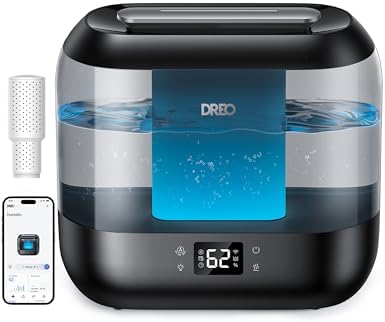 Dreo Smart Humidifiers for Bedroom  Top Fill 4L Supersized Humidifier Large Room with 28 dB  36H Runtime  Touch/APP/Voice Control  Nightlight  Cool Mist Humidifiers for Baby  Plants  Indoor  White