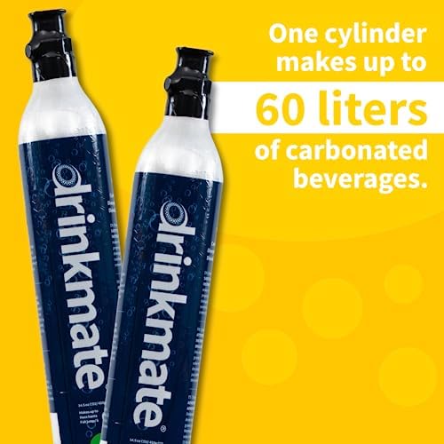 Drinkmate Cilindros roscados de carbonatación de intercambio de CO2 de 60 L, compatible con SodaStream (tornillo), Aarke, Ninja Thirsti, 14.5 onzas, cartucho de repuesto de recipiente de gas (juego de 2)