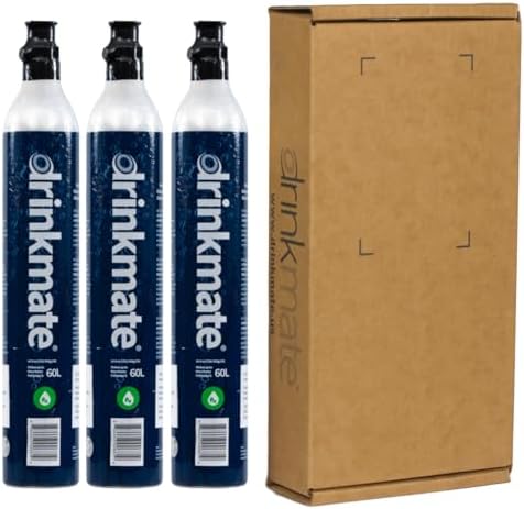 Drinkmate Cilindros roscados de carbonatación de intercambio de CO2 de 60 L, compatible con SodaStream (tornillo), Aarke, Ninja Thirsti, 14.5 onzas, cartucho de repuesto de recipiente de gas (juego de 2)