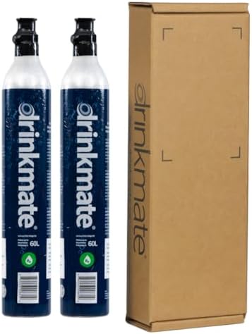 Drinkmate Cilindros roscados de carbonatación de intercambio de CO2 de 60 L, compatible con SodaStream (tornillo), Aarke, Ninja Thirsti, 14.5 onzas, cartucho de repuesto de recipiente de gas (juego de 2)