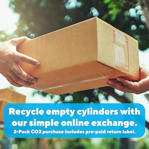 Drinkmate Cilindros roscados de carbonatación de intercambio de CO2 de 60 L, compatible con SodaStream (tornillo), Aarke, Ninja Thirsti, 14.5 onzas, cartucho de repuesto de recipiente de gas (juego de 2)