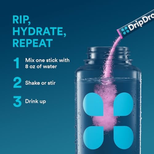 DripDrop Hydration   Electrolyte Powder Packets   Watermelon  Berry  Lemon  Orange  Fruit Punch  Grape  Strawberry Lemonade  Cherry   64 Count
