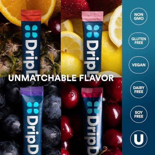 DripDrop Hydration   Electrolyte Powder Packets   Watermelon  Berry  Lemon  Orange  Fruit Punch  Grape  Strawberry Lemonade  Cherry   64 Count