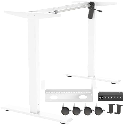 Dual Motor Standing Desk Frame  Electric Adjustable Legs with Memory Presets  Stand Up Desk Frame Workstation  with Cable Management Tray  Headphone Hook  Caster Wheels  for Home Office