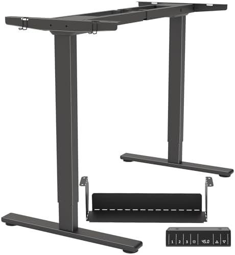 Dual Motor Standing Desk Frame  Electric Adjustable Legs with Memory Presets  Stand Up Desk Frame Workstation  with Cable Management Tray  2pcs Headphone Hook  for Home Office