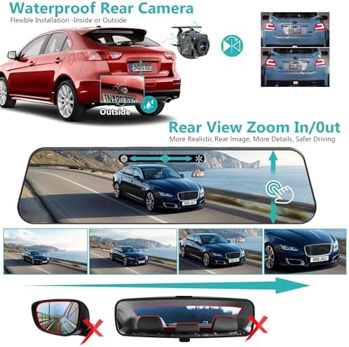 Dual Sony STARVIS 2 IMX678 Sensors 4K 4K Mirror Dash Cam Front and Rear  12 Smart Rear View Camera with ADAS Blind Spot Detection  Super Night Vision HDR  5G WiFi GPS  64GB  24H Parking