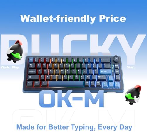 Ducky OK M   65  Wireless Mechanical Gaming Keyboard   Gasket Mount Design  Hot Swappable Switches  Five Layer Acoustic Dampening  RGB  USB C  2 4Ghz  Bluetooth  Baby Switch