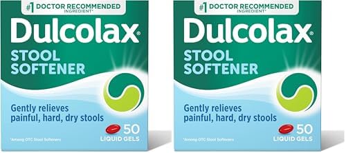 Dulcolax Stool Softener Laxative Liquid Gel Capsules  Gentle Constipation Relief for Hard  Dry Stools  Docusate Sodium 100 mg  50 Count