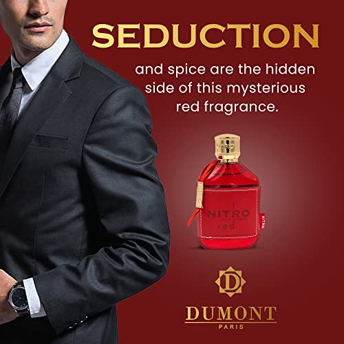 Dumont NITRO RED   3 4oz   Eau De Parfum   Luxury Perfume for Men   Fruit  Woody  Floral & Masculine Fragrance   Long Lasting Cologne Mist & Body Spray   for Him