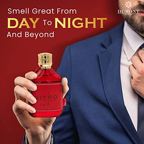 Dumont NITRO RED   3 4oz   Eau De Parfum   Luxury Perfume for Men   Fruit  Woody  Floral & Masculine Fragrance   Long Lasting Cologne Mist & Body Spray   for Him