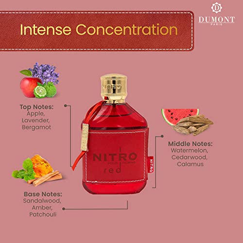 Dumont Nitro Red 3 4 Fl Oz Eau De Parfum for Men   Rich Fruity Woody Floral Fragrance   Luxurious Long Lasting Scent