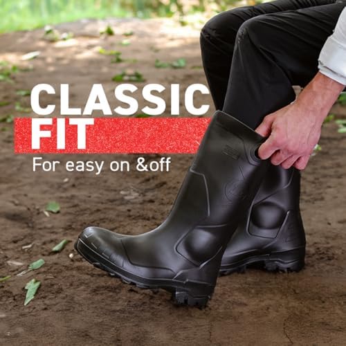 Dunlop Chesapeake Rubber Boots for Men & Women   PVC   Waterproof   Lightweight Garden  Fishing & Rain Boots with Soft Toe and Wide Calf   Black   Size 3 15