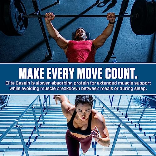 Dymatize Elite Casein Protein Powder  Chocolate  100  Micellar Casein  25g Protein  5 4g BCAAs  2 3g Leucine  Slow Absorbing for Overnight Muscle Recovery  4 lb  50 Servings 