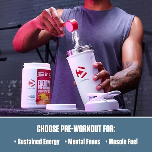 Dymatize Energyze Pre Workout Powder for Men and Women  Strawberry Lemonade  150mg Caffeine  5g BCAAs  Performance Blend of L Theanine  L Tyrosine  L Citrulline  No Sugar  30 Servings 