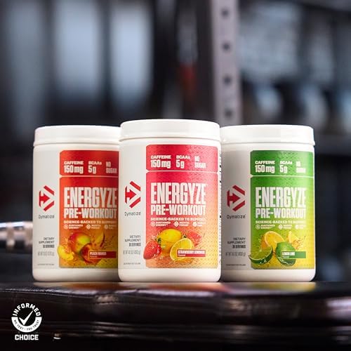 Dymatize Energyze Pre Workout Powder for Men and Women  Strawberry Lemonade  150mg Caffeine  5g BCAAs  Performance Blend of L Theanine  L Tyrosine  L Citrulline  No Sugar  30 Servings 