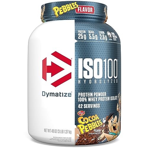 Dymatize ISO100 Hydrolyzed Protein Powder  100  Whey Isolate  25g of Protein  5 5g BCAAs & ISO100 Hydrolyzed Protein Powder  100  Whey Isolate  Dunkin Glazed Donut Flavor