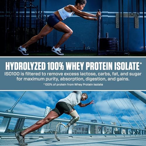 Dymatize ISO100 Whey Protein Powder Isolate  Salted Caramel  25g of Protein  5 5g BCAAs  Less Than 120 Cal   Gluten Free  1g Fat  1g Sugar  2g Carb  20 Servings 