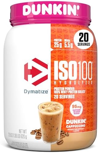 Dymatize ISO100 Whey Protein Powder Isolate  Salted Caramel  25g of Protein  5 5g BCAAs  Less Than 120 Cal   Gluten Free  1g Fat  1g Sugar  2g Carb  20 Servings 