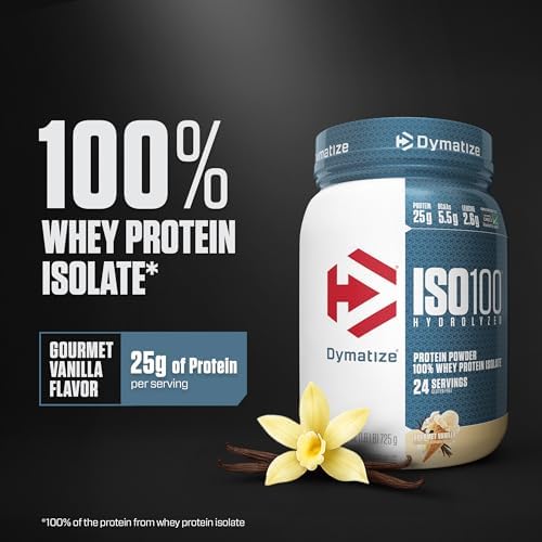 Dymatize ISO100 Whey Protein Powder Isolate  Salted Caramel  25g of Protein  5 5g BCAAs  Less Than 120 Cal   Gluten Free  1g Fat  1g Sugar  2g Carb  20 Servings 