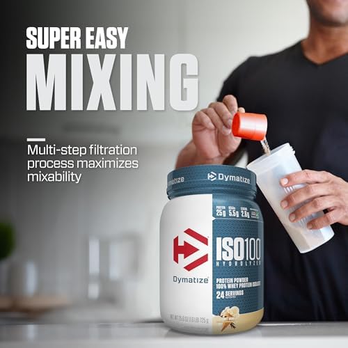 Dymatize ISO100 Whey Protein Powder Isolate  Salted Caramel  25g of Protein  5 5g BCAAs  Less Than 120 Cal   Gluten Free  1g Fat  1g Sugar  2g Carb  20 Servings 