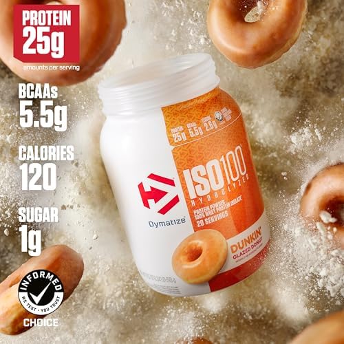Dymatize ISO100 Whey Protein Powder Isolate  Salted Caramel  25g of Protein  5 5g BCAAs  Less Than 120 Cal   Gluten Free  1g Fat  1g Sugar  2g Carb  20 Servings 