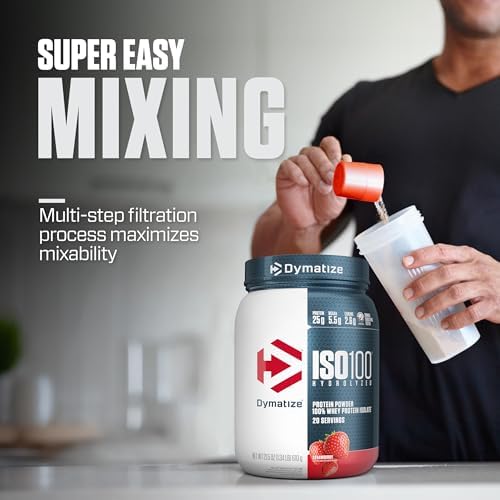 Dymatize ISO100 Whey Protein Powder Isolate  Salted Caramel  25g of Protein  5 5g BCAAs  Less Than 120 Cal   Gluten Free  1g Fat  1g Sugar  2g Carb  20 Servings 