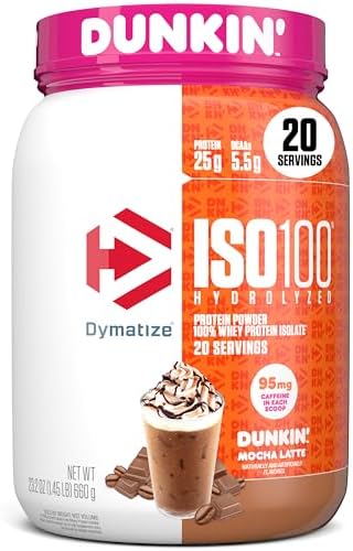 Dymatize ISO100 Whey Protein Powder Isolate  Fudge Brownie  25g of Protein  5 5g BCAAs  Less Than 120 Cal   Gluten Free  1g Fat  1g Sugar  2g Carb  20 Servings 