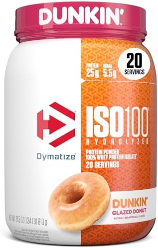 Dymatize ISO100 Whey Protein Powder Isolate  Fudge Brownie  25g of Protein  5 5g BCAAs  Less Than 120 Cal   Gluten Free  1g Fat  1g Sugar  2g Carb  20 Servings 