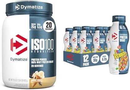 Dymatize ISO100 Whey Protein Powder Isolate  Gourmet Chocolate  25g of Protein  5 Pound  5 5g BCAAs  Less Than 120 Cal   Gluten Free  1g Fat  1g Sugar  2g Carb  71 Servings 