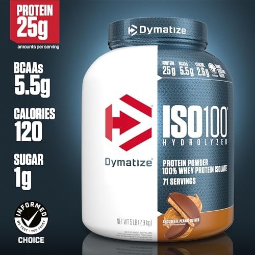 Dymatize ISO 100 Whey Protein Powder with 25g of Hydrolyzed 100  Whey Isolate  Vanilla 5 Pound  Package may vary