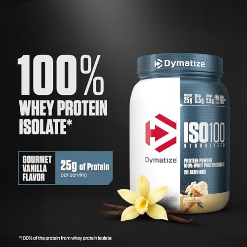 Dymatize ISO 100 Whey Protein Powder with 25g of Hydrolyzed 100  Whey Isolate  Vanilla 5 Pound  Package may vary