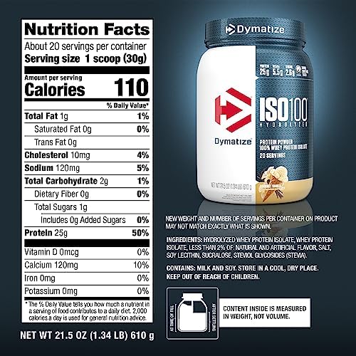 Dymatize ISO 100 Whey Protein Powder with 25g of Hydrolyzed 100  Whey Isolate  Vanilla 5 Pound  Package may vary