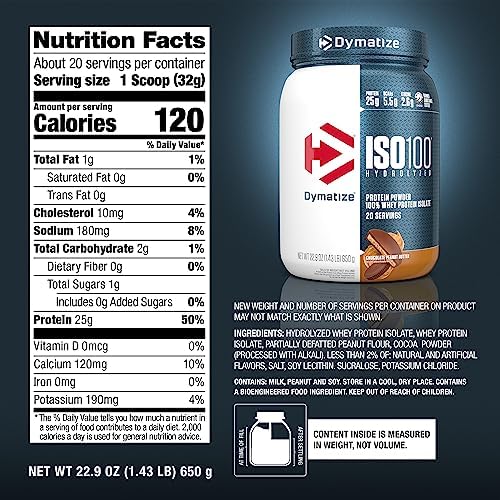 Dymatize ISO 100 Whey Protein Powder with 25g of Hydrolyzed 100  Whey Isolate  Vanilla 5 Pound  Package may vary
