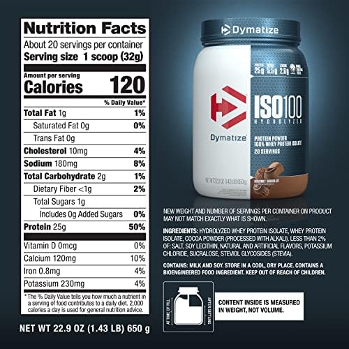 Dymatize ISO 100 Whey Protein Powder with 25g of Hydrolyzed 100  Whey Isolate  Vanilla 5 Pound  Package may vary