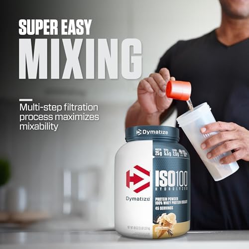 Dymatize ISO 100 Whey Protein Powder with 25g of Hydrolyzed 100  Whey Isolate  Vanilla 5 Pound  Package may vary