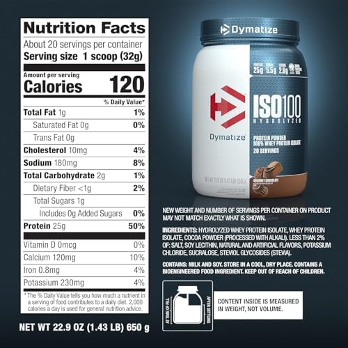 Dymatize ISO 100 Whey Protein Powder with 25g of Hydrolyzed 100  Whey Isolate  Vanilla 5 Pound  Package may vary