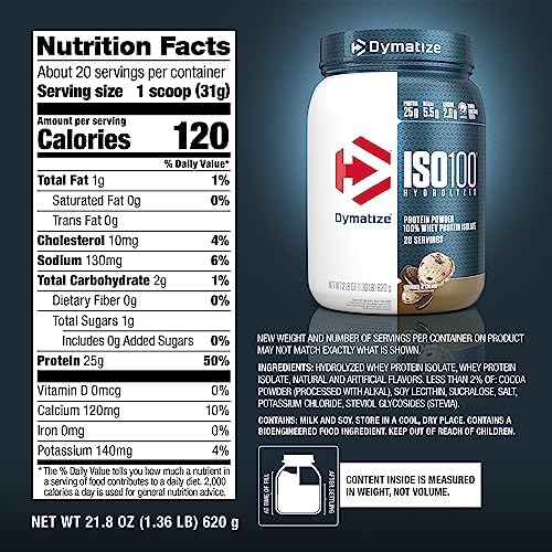 Dymatize ISO 100 Whey Protein Powder with 25g of Hydrolyzed 100  Whey Isolate  Vanilla 5 Pound  Package may vary