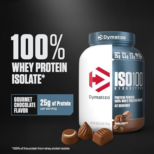 Dymatize ISO 100 Whey Protein Powder with 25g of Hydrolyzed 100  Whey Isolate  Vanilla 5 Pound  Package may vary