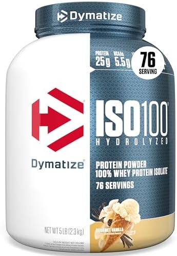 Dymatize ISO 100 Whey Protein Powder with 25g of Hydrolyzed 100  Whey Isolate  Vanilla 5 Pound  Package may vary