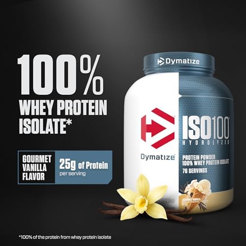 Dymatize ISO 100 Whey Protein Powder with 25g of Hydrolyzed 100  Whey Isolate  Vanilla 5 Pound  Package may vary