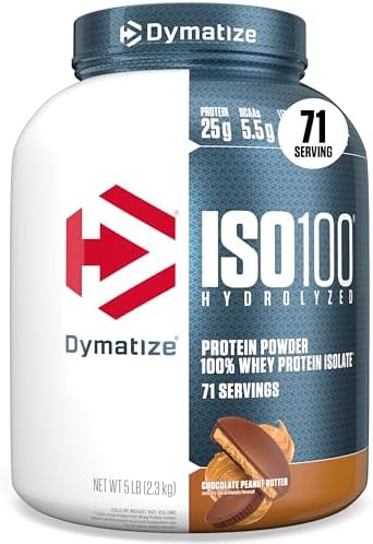 Dymatize ISO 100 Whey Protein Powder with 25g of Hydrolyzed 100  Whey Isolate  Vanilla 5 Pound  Package may vary
